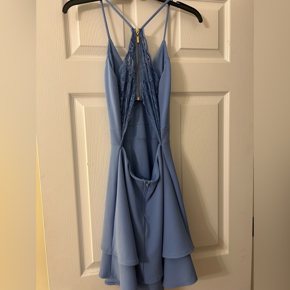 Blue lace back semi-formal dress - Picture 2 of 2